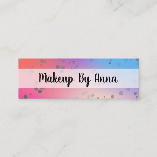 Carte De Visite Mini Artiste maquillage de confettis d'argent holograph (Devant)