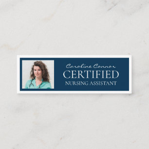 Carte De Visite Mini Assistant infirmier certifié Bleu Blanc Bordé