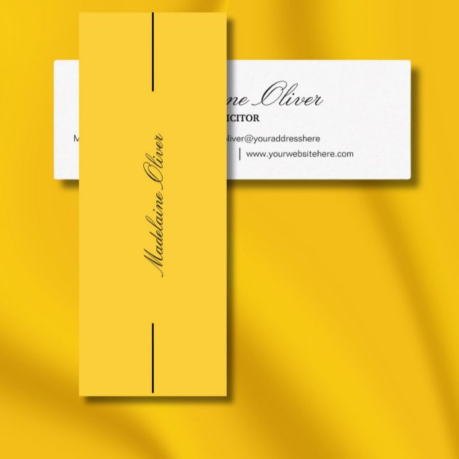 Carte De Visite Mini Avocat moderne élégant professionnel Jaune (Créateur téléchargé)