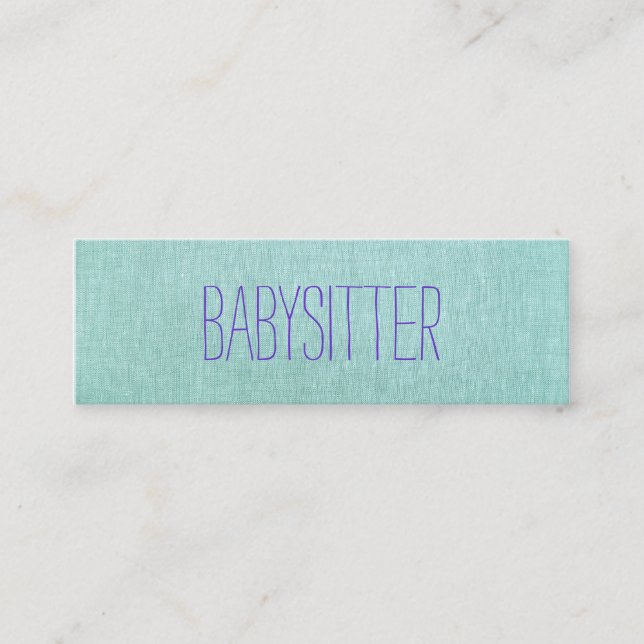 Carte De Visite Mini Babysitter ou nounou, mignonne, Turquoise, Bleu 2 (Devant)
