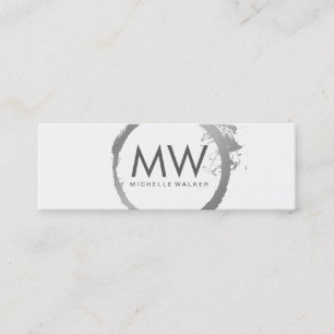 Carte De Visite Mini Bague d'argent Faux élégant avec Monogramme chic