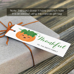 Carte De Visite Mini Balise Cadeau de Thanksgiving Citrouille (avant et
