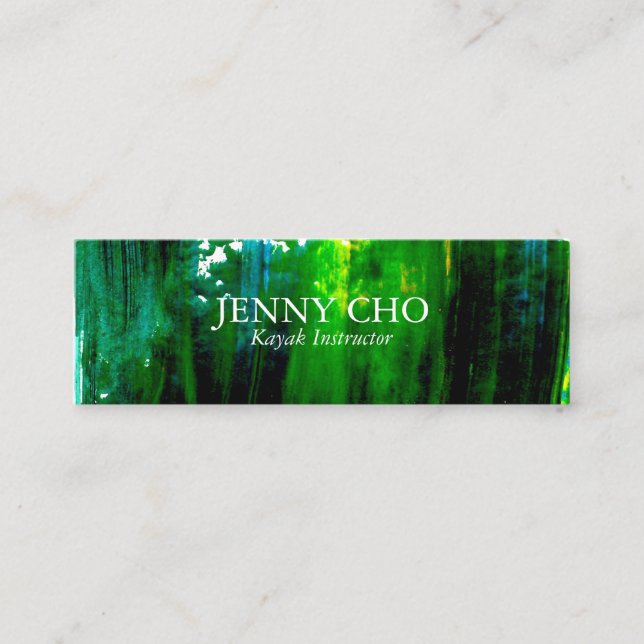 Carte De Visite Mini Bande de peinture vert mer (Devant)