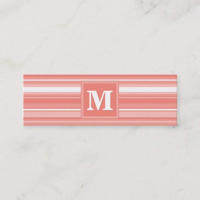 Carte De Visite Mini Bandes de corail monogramme (Devant)