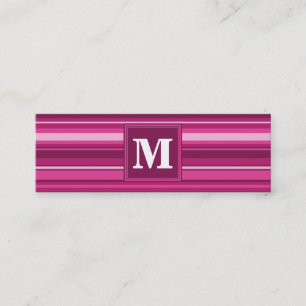 Carte De Visite Mini Bandes de monogramme fuchsia