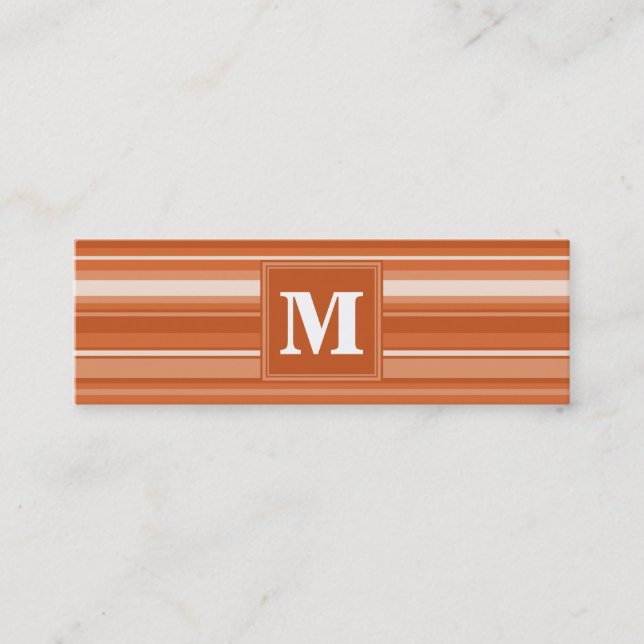Carte De Visite Mini Bandes orange monogrammes (Devant)