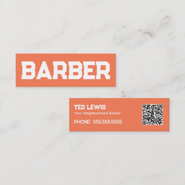 Carte De Visite Mini Barber Hair Peach Fuzz QR (Devant / Derrière)