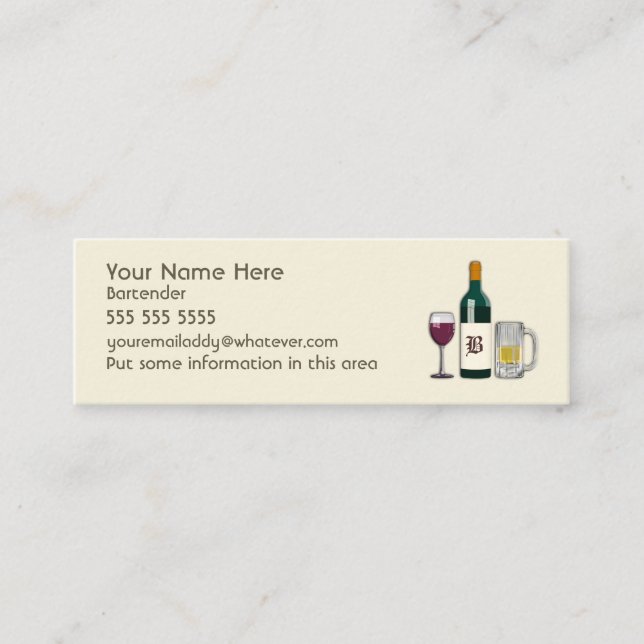 Carte De Visite Mini Bartender Bone (Devant)