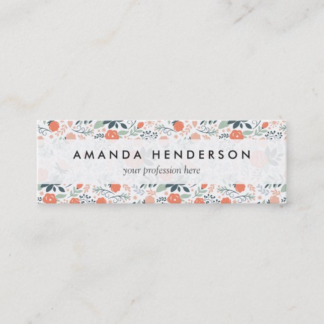 Carte De Visite Mini Beau motif floral Girly (Devant)