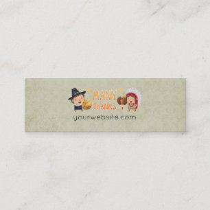 Carte De Visite Mini Beaucoup Remercient Pilgrim Et Native Grateful Ens