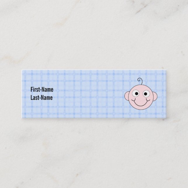Carte De Visite Mini Bébé mignon. Fond bleu de contrôle (Devant)