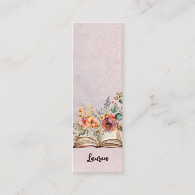 Carte De Visite Mini Belle aquarelle Floral Livre Signet (Devant)