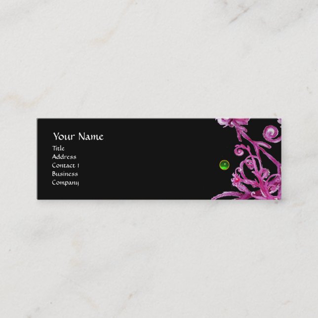 Carte De Visite Mini BERRIES MAGIQUES MONOGRAM noir vert rouge violet (Devant)