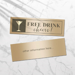 Carte De Visite Mini Billet de boisson moderne Gold Drink