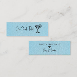 Carte De Visite Mini Billet de Boisson, Texture Pailletée Bleu Clair