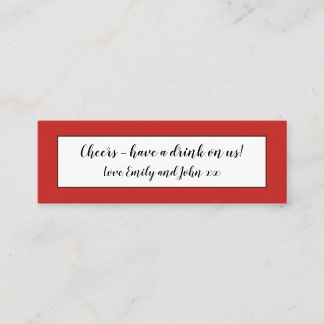 Carte De Visite Mini Billet de la réception de mariage rouge (Devant)