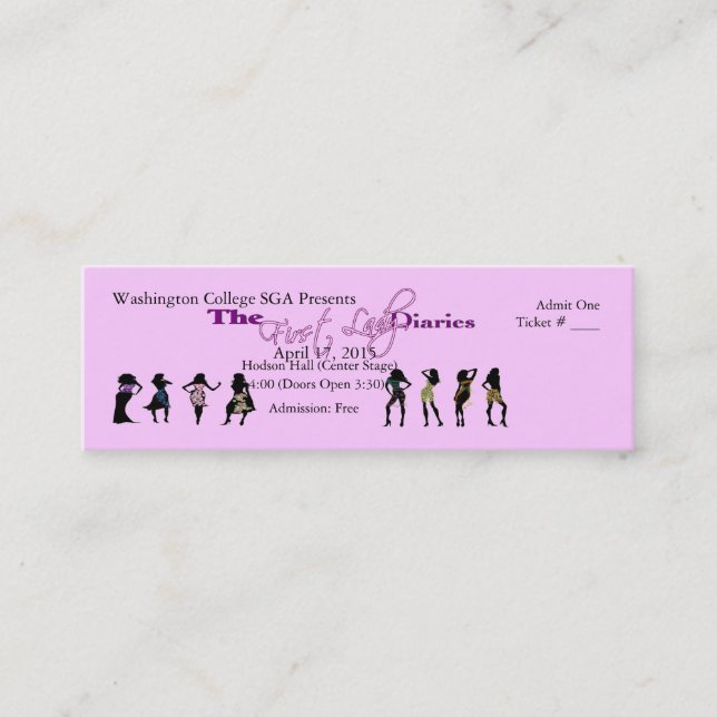 Carte De Visite Mini Billet personnalisable d'événement (femmes) (Devant)