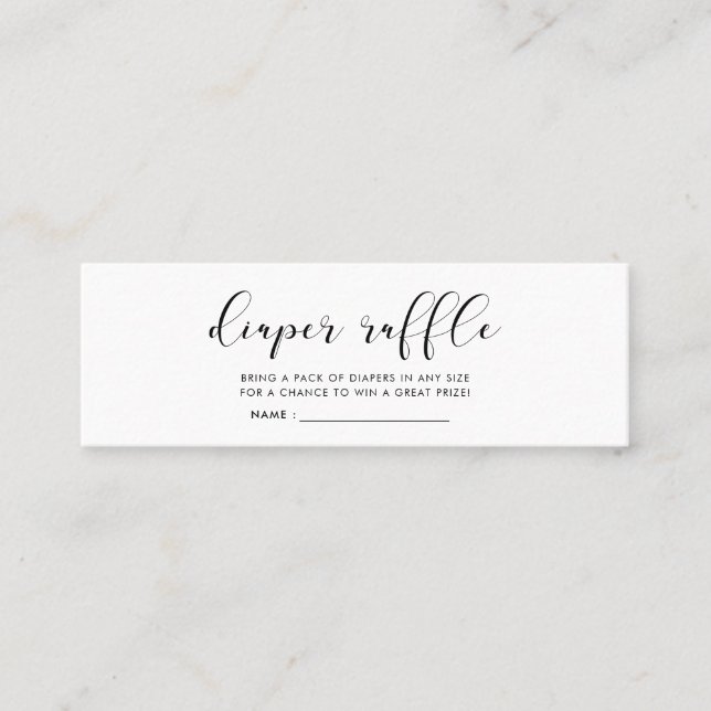 Carte De Visite Mini Billet raffiné et simple baby shower de tombole (Devant)