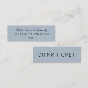 Carte De Visite Mini Billet simple Dusty Blue Wedding Réception Boisson