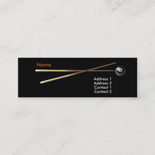 Carte De Visite Mini BilliardBusinessFront1, Nom, Adresse 1, Adresse... (Devant)
