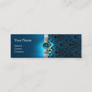 Carte De Visite Mini Bleu blanc de ruban de gemme de MONOGRAMME de