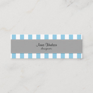 Carte De Visite Mini Bleu, Blancs, Motif rayé