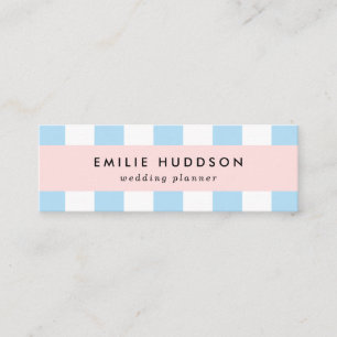 Carte De Visite Mini Bleu, Blancs, Motif rayé