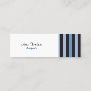 Carte De Visite Mini Bleu, Bleu Gris, Motif rayé