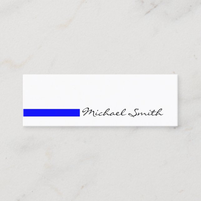 Carte De Visite Mini Bleu moderne minimaliste blanc clair (Devant)