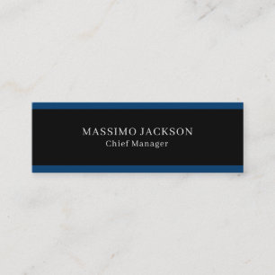 Carte De Visite Mini Bleu Noir Tendance Simple Minimaliste Professionne