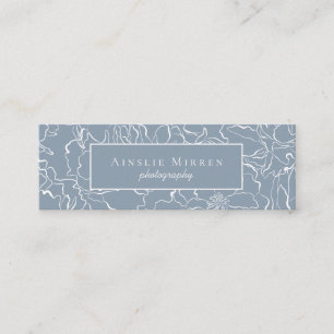 Carte De Visite Mini Bleu poussiéreux simplement floral