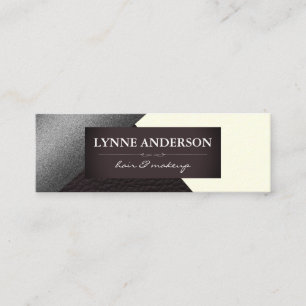 Carte De Visite Mini Blocs de couleur en cuir crème argent Faux géométr