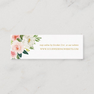 Carte De Visite Mini Blush moderne   Pink Flowers Gold Mariage Website