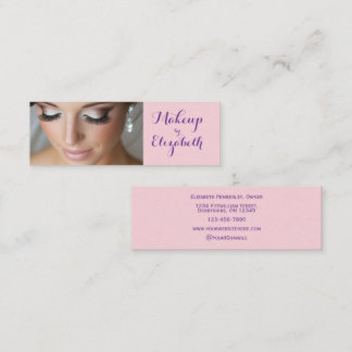 Carte De Visite Mini Blush Pink Purple Script Photo Makeup