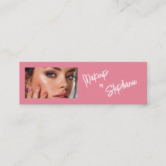 Carte De Visite Mini Blush Pink White Script Photo Makeup