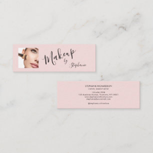 Carte De Visite Mini Blush Rose Maquillage Photo Script Noir