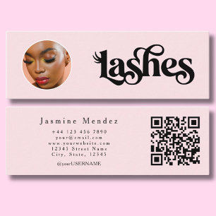 Carte De Visite Mini Blush Rose Photo Technicienne de Cils Qr