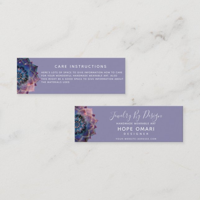 Carte De Visite Mini Boho Nebula Bloom | Conception de Mandala (Devant / Derrière)