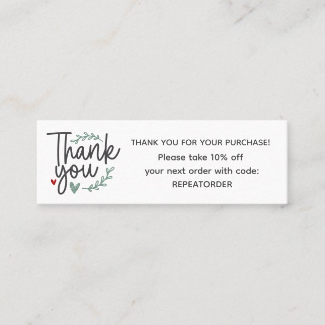 Carte De Visite Mini Boho script handwriting thank you logo (Devant)
