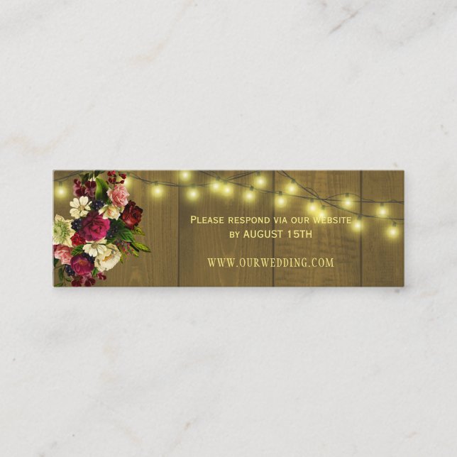 Carte De Visite Mini Bois rustique bois d'automne site mariage RSVP (Devant)