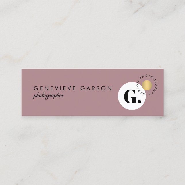 Carte De Visite Mini Bold Creative Monogram Logo Mauve Social Media (Devant)
