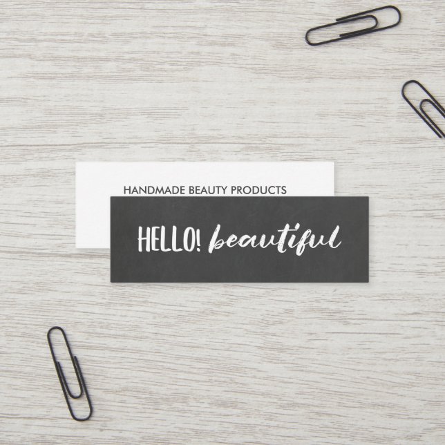 Carte De Visite Mini Bonjour ! Beau Chalkboard (Devant/Arrière en situation)