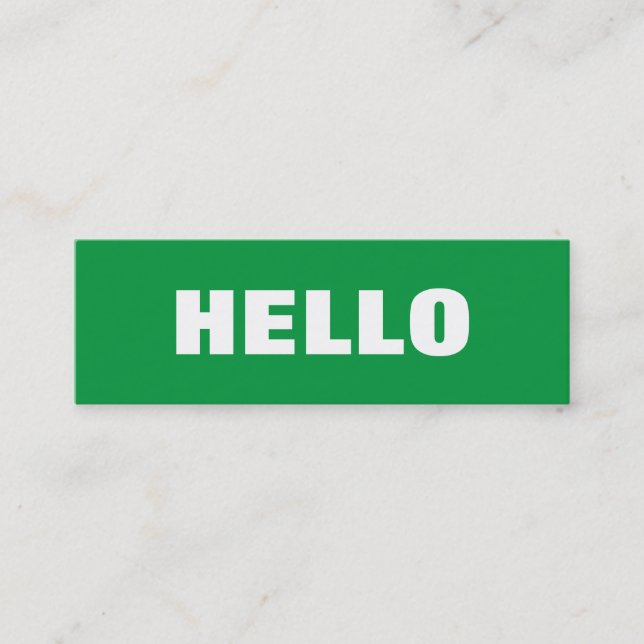 Carte De Visite Mini Bonjour Simple Simple Clean Green Blanc Profession (Devant)