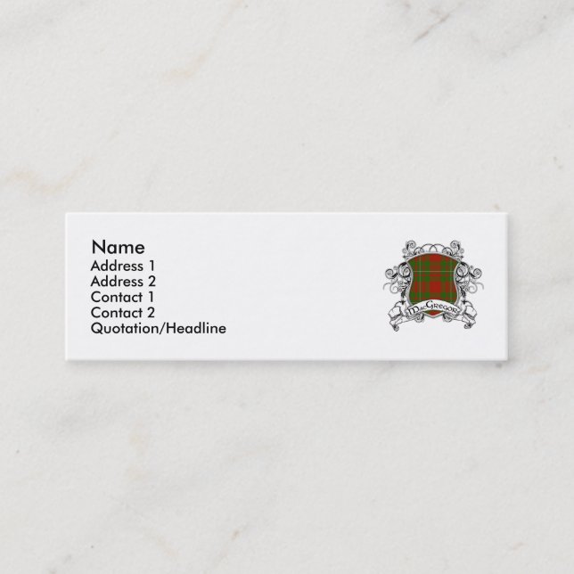 Carte De Visite Mini Bouclier de tartan de MacGregor (Devant)