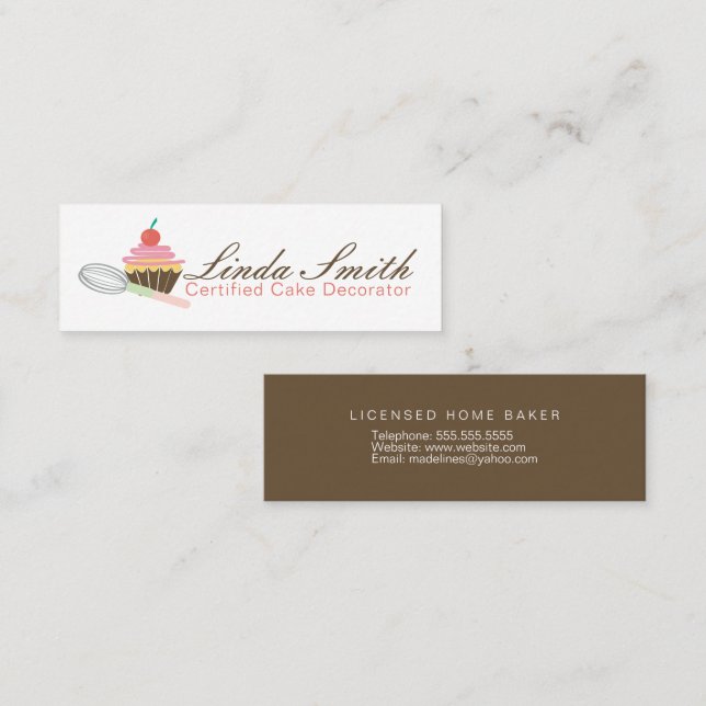Carte De Visite Mini boulangerie Baker Cake Décorateur Cupcake (Devant / Derrière)