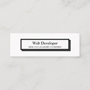 Carte De Visite Mini Bouton de site Web noir blanc minimaliste pour le 