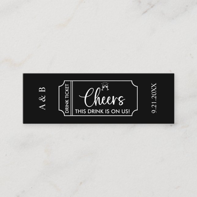 Carte De Visite Mini Bravo Boire Sur Nous Mariage Boire Billet Voucher (Devant)