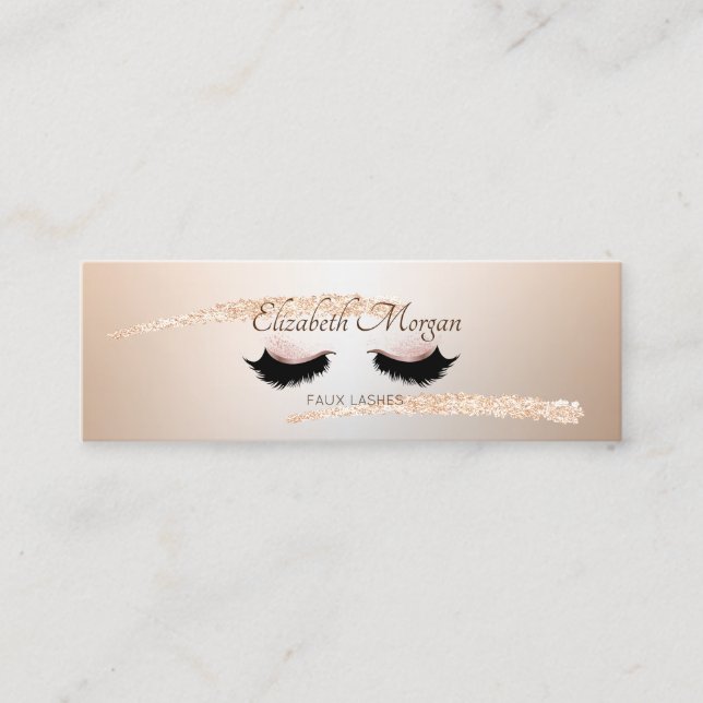 Carte De Visite Mini Brosse Rose moderne en or, Faux Lashes (Devant)