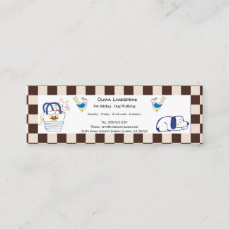 Carte De Visite Mini Brown Café Couleurs Chèques Beige Motif & voiture