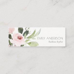 CARTE DE VISITE MINI BUNCH FLORAL ROSE ROSE BLANC DOUX ET SOBRE À COUL